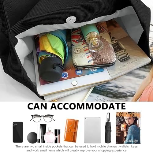 PALAY® Tote Bag Corduroy Grocery Large Hand For Women Shopping Shoulder Commuting Black 3PCS PALAY® Tote Bag Corduroy Grocery Large Hand For Women Shopping Shoulder Commuting Black 3PCS
